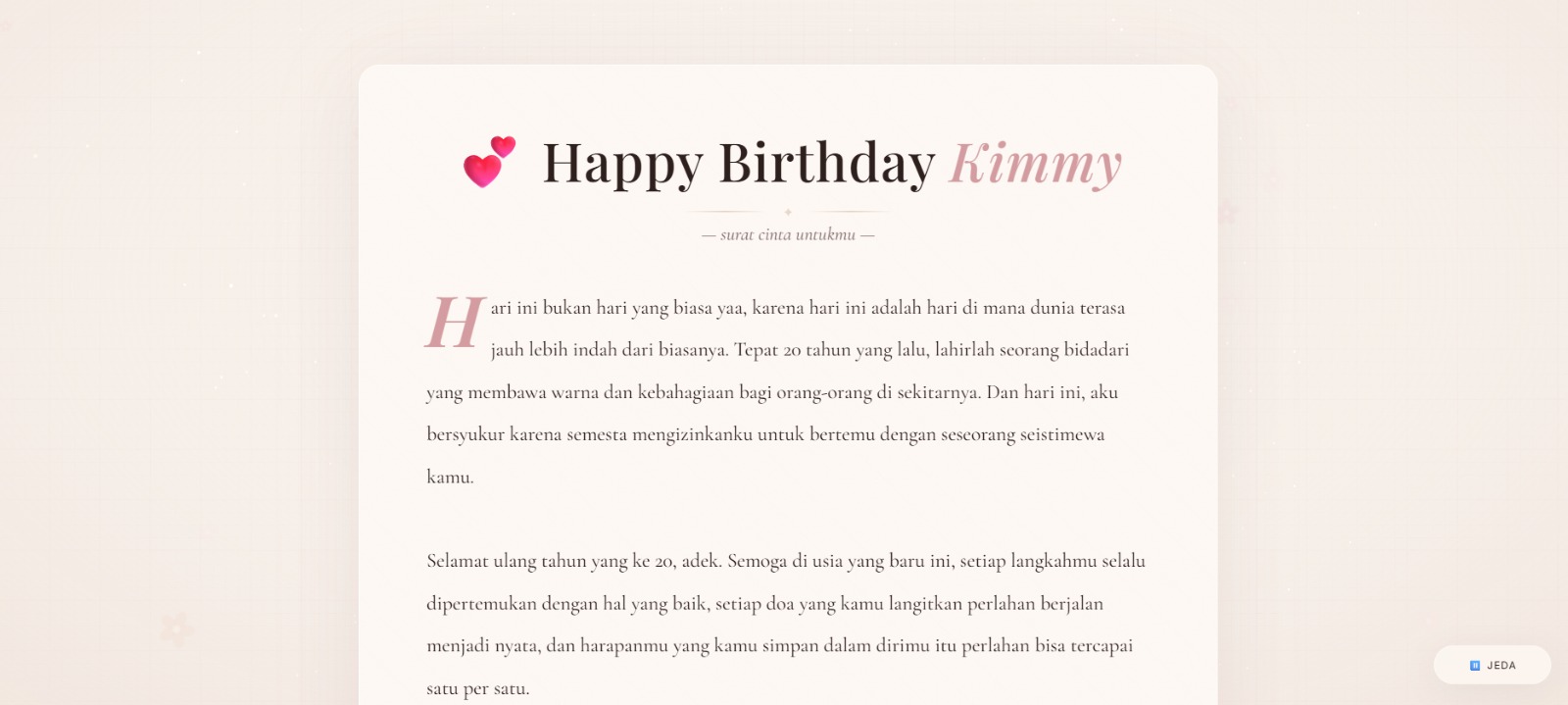 Letter For Kimmy
